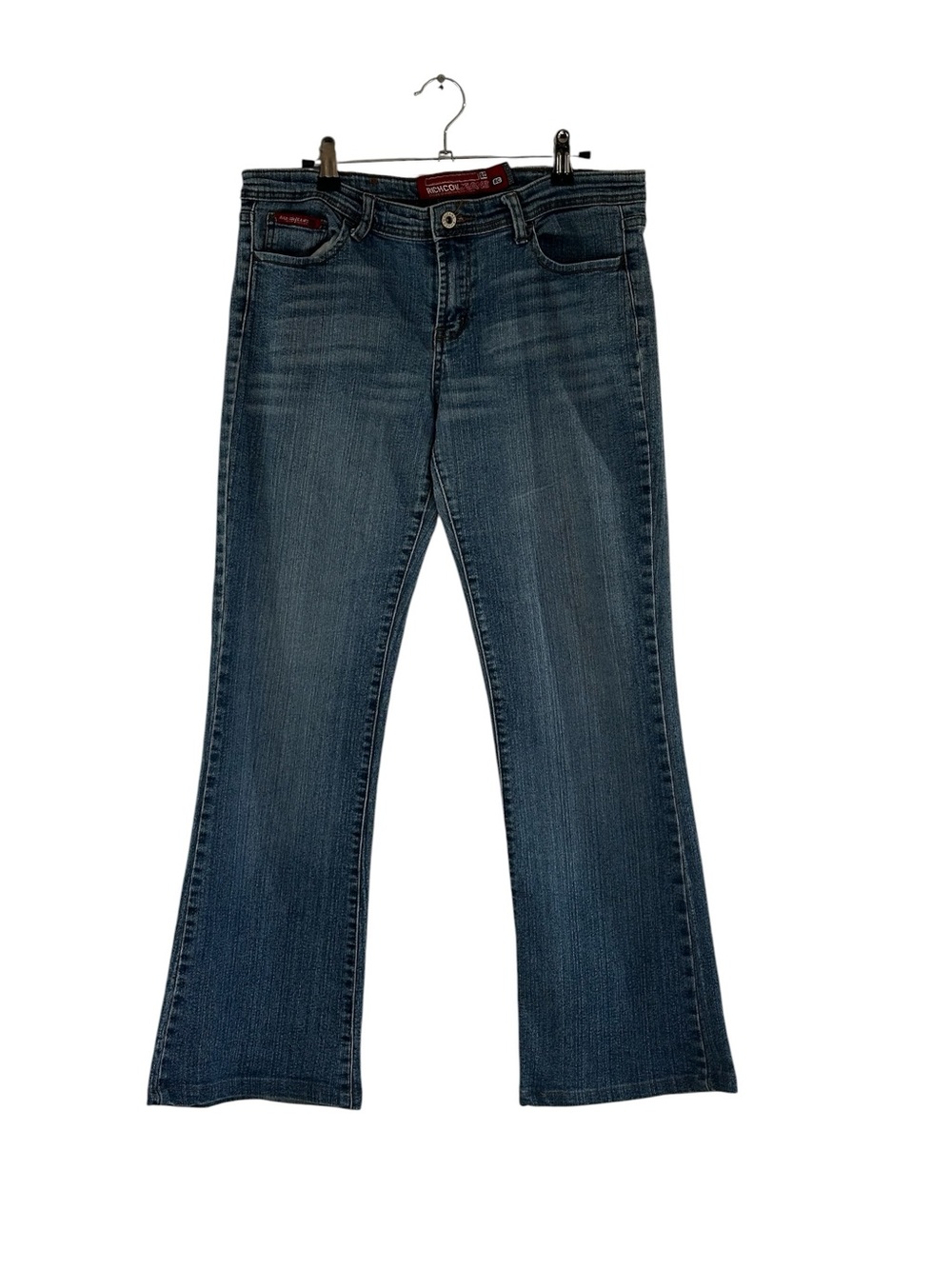 RichCow Jeans Y2K Bootcut Flare Denim Jeans Women’s Size 13 Blue Heart Pocket
